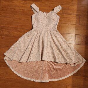 Windsor - Rose Gold and Ivory Lace High Low Dress